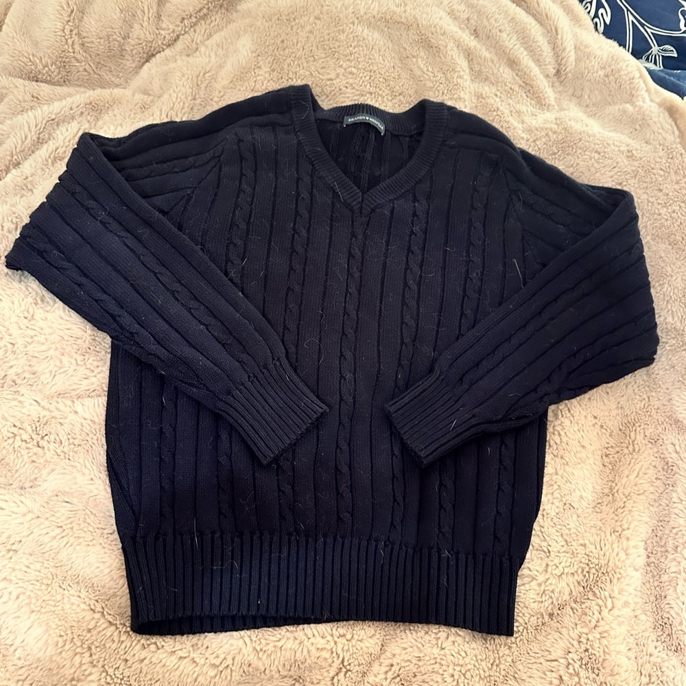 Brandy Navy V Neck Sweater